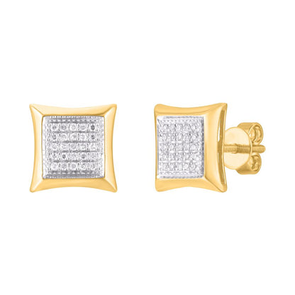 10 Karat Yellow Gold 0.25 Carat Diamonds Square Earrings-0124204-YG