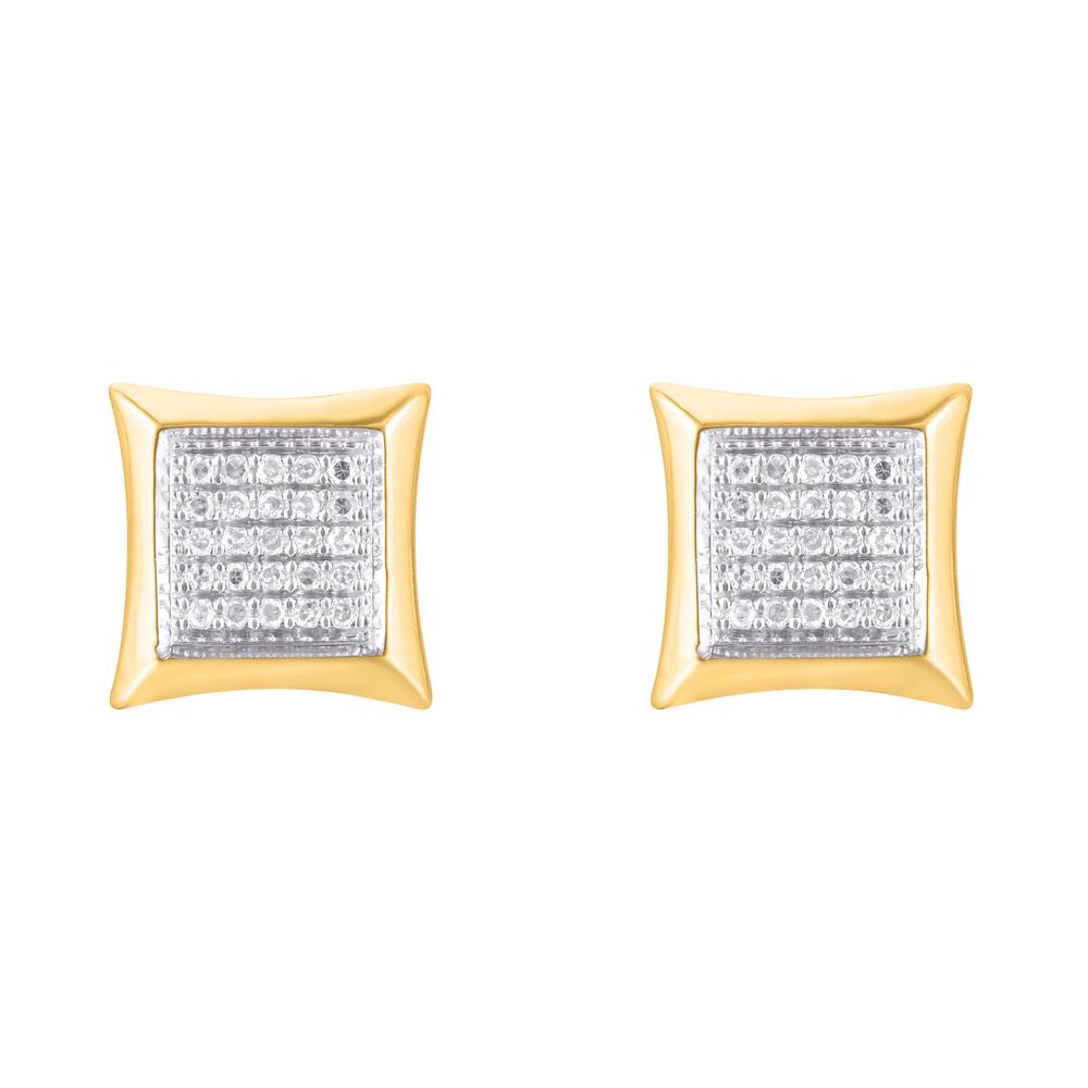 10 Karat Yellow Gold 0.25 Carat Diamonds Square Earrings-0124204-YG