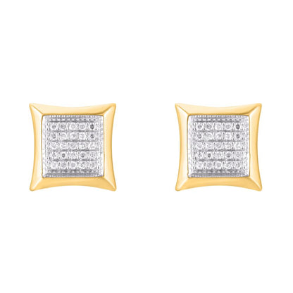 10 Karat Yellow Gold 0.25 Carat Diamonds Square Earrings-0124204-YG