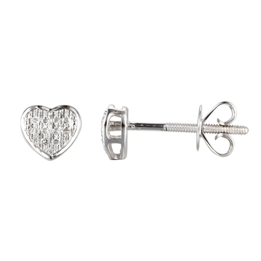 10 Karat White Gold 0.05 Carat Diamonds Heart Earrings-0124301-WG