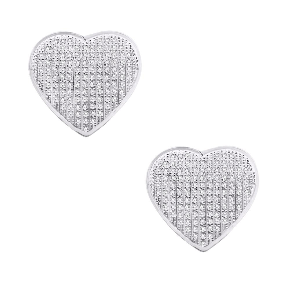 10 Karat White Gold 0.33 Carat Diamonds Heart Earrings-0124305-WG