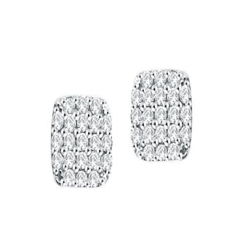 10 Karat White Gold 0.12 Carat Diamonds Cushion Stud Earrings-0125162-WG