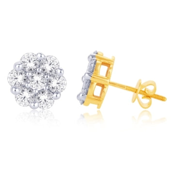 10 Karat White Gold 0.15 Carat Diamonds Flower Earrings-0125664-WG