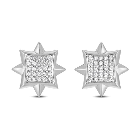 10 Karat White Gold 0.14 Carat Diamonds Star Earrings-0125746-WG