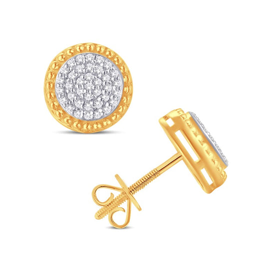 10 Karat Yellow Gold 0.10 Carat Diamonds Round Earrings-0125755-YG