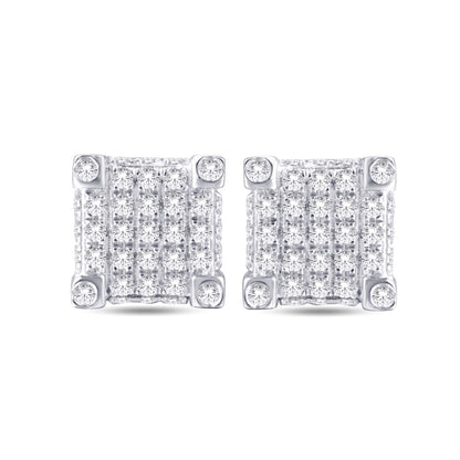 10 Karat White Gold 0.25 Carat Diamonds Square Earrings-0125941-WG