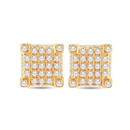 10 Karat Yellow Gold 0.25 Carat Diamonds Square Earrings-0125941-YG