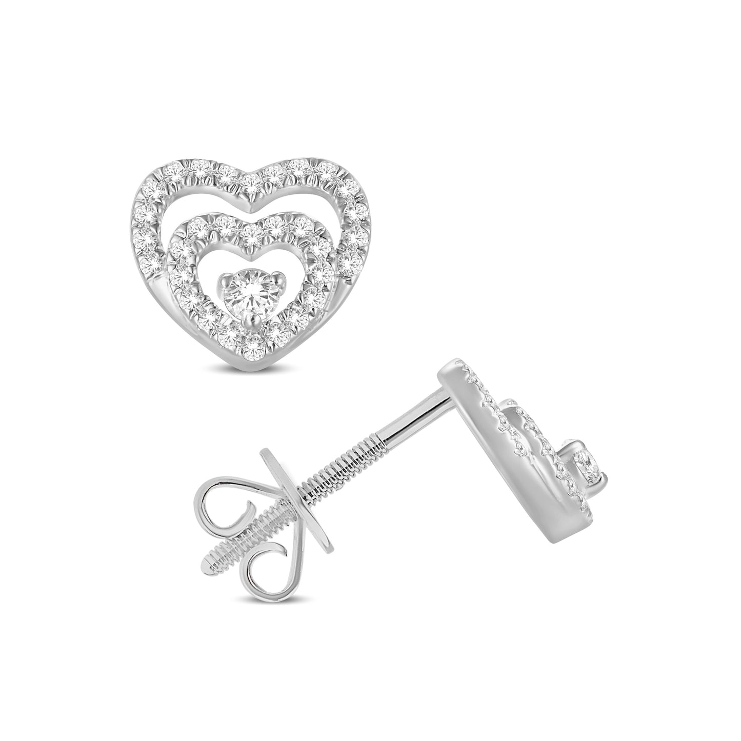 10 Karat White Gold 0.20 Carat Diamonds Heart Earrings-0125953-WG