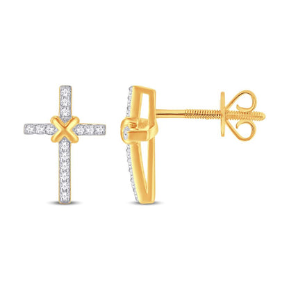 10 Karat Yellow Gold 0.09 Carat Diamonds Latin Cross Earrings-0125958-YG