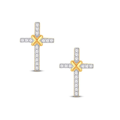 10 Karat Yellow Gold 0.09 Carat Diamonds Latin Cross Earrings-0125958-YG