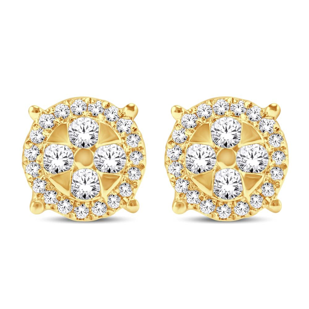 10 Karat All Yellow Gold 0.20 Carat Diamonds Round Stud Earrings-0126212-ALY