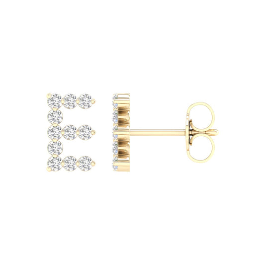 10 Karat Yellow Gold 0.25 Carat Diamonds Initial (E) Earrings-0127813-YG