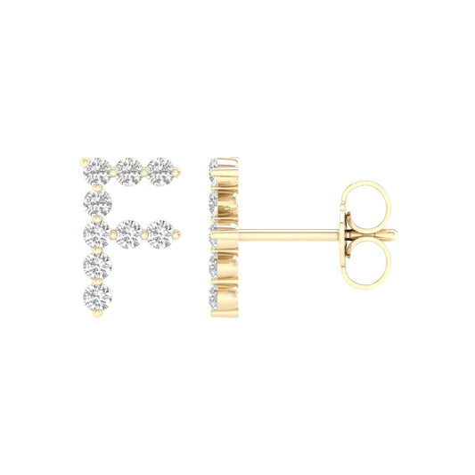 10 Karat Yellow Gold 0.25 Carat Diamonds Initial (F) Earrings-0127814-YG