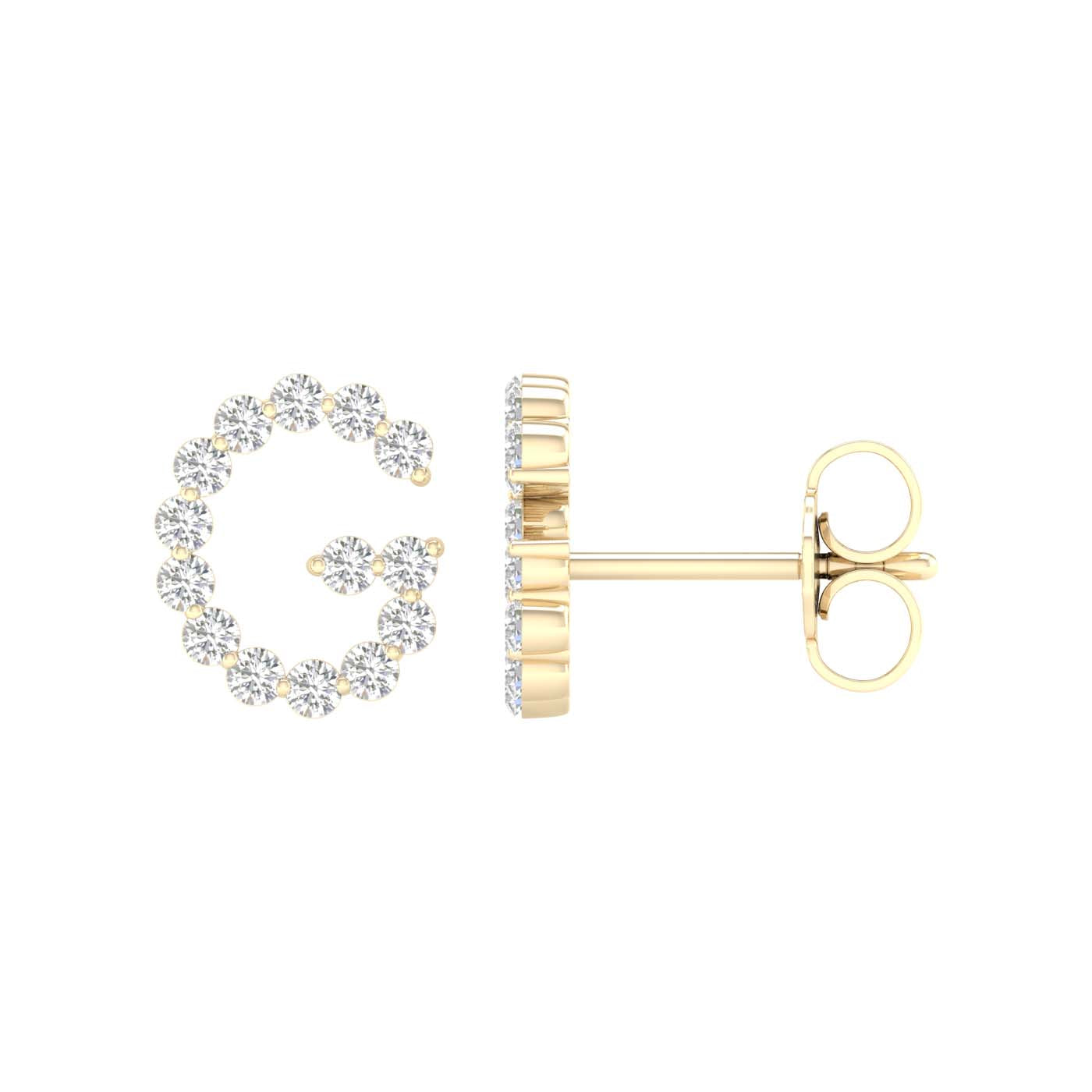 10 Karat Yellow Gold 0.25 Carat Diamonds Initial (G) Earrings-0127815-YG