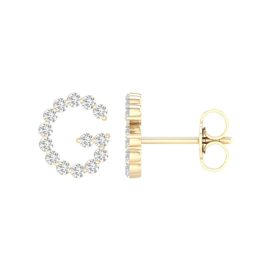 10 Karat Yellow Gold 0.25 Carat Diamonds Initial (G) Earrings-0127815-YG