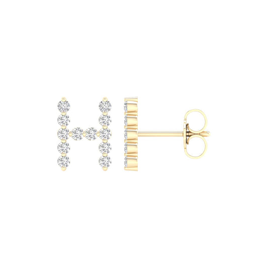 10 Karat Yellow Gold 0.25 Carat Diamonds Initial (H) Earrings-0127816-YG