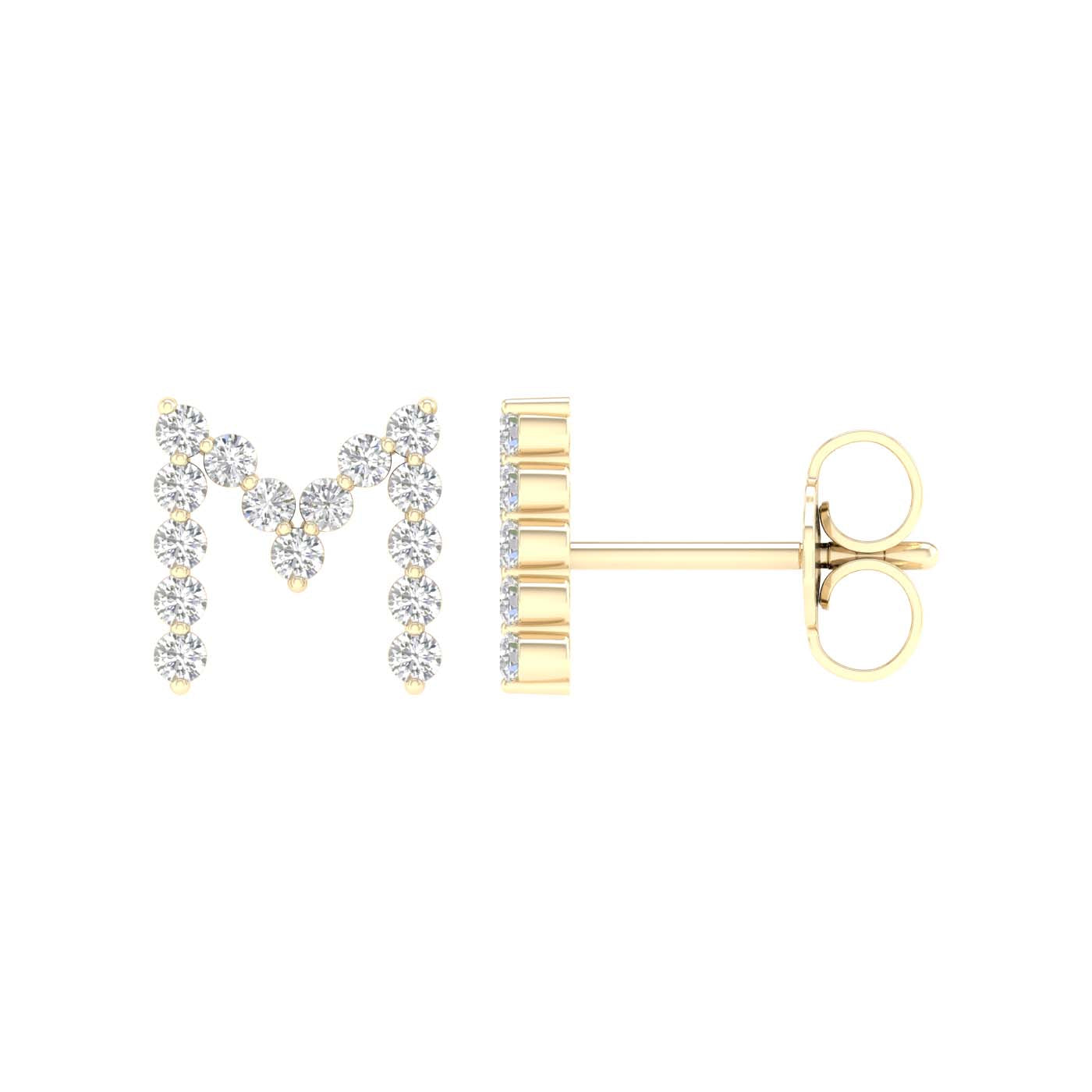 10 Karat Yellow Gold 0.25 Carat Diamonds Initial (M) Earrings-0127820-YG