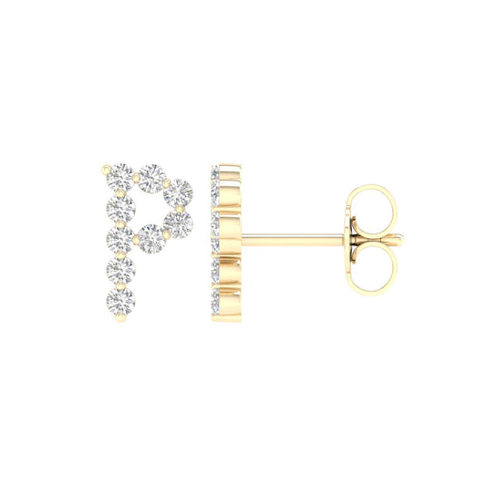 10 Karat Yellow Gold 0.25 Carat Diamonds Initial (P) Earrings-0127822-YG