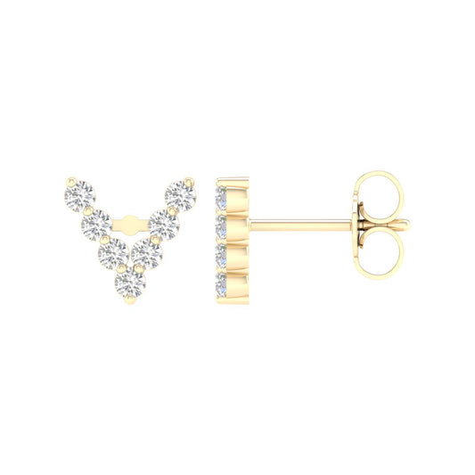 10 Karat Yellow Gold 0.25 Carat Diamonds Initial (V) Earrings-0127826-YG