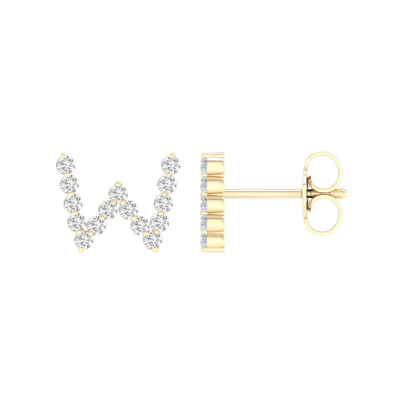 10 Karat Yellow Gold 0.25 Carat Diamonds Initial (W) Earrings-0127827-YG