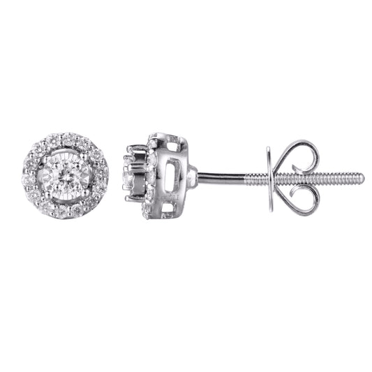 14 Karat White Gold 0.17 Carat Diamonds Round Earrings-0128012-WG