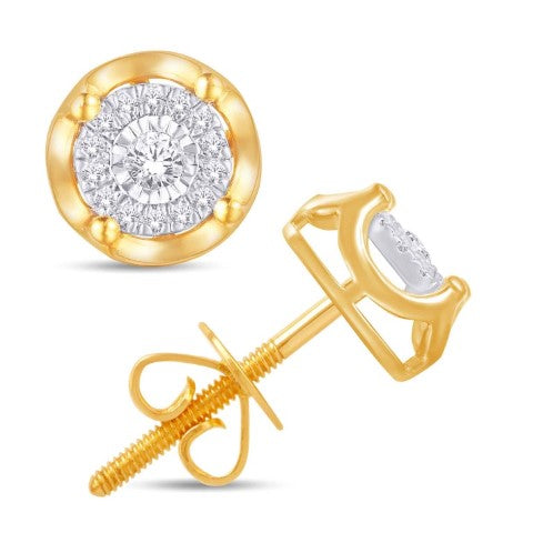 14 Karat Yellow Gold 0.14 Carat Diamonds Round Earrings-0128077-YG