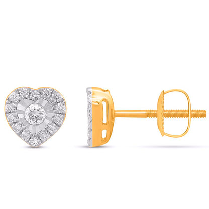 10 Karat Yellow Gold 0.25 Carat Diamonds Heart Earrings-0129130-YG