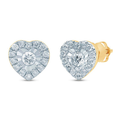 10 Karat Yellow Gold 0.25 Carat Diamonds Heart Earrings-0129130-YG