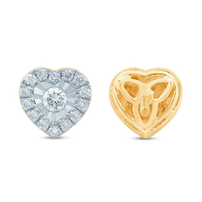 10 Karat Yellow Gold 0.25 Carat Diamonds Heart Earrings-0129130-YG