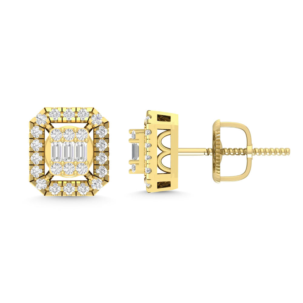 10 Karat Yellow Gold 0.30 Carat Diamonds Radiant Earrings-0130012-YG