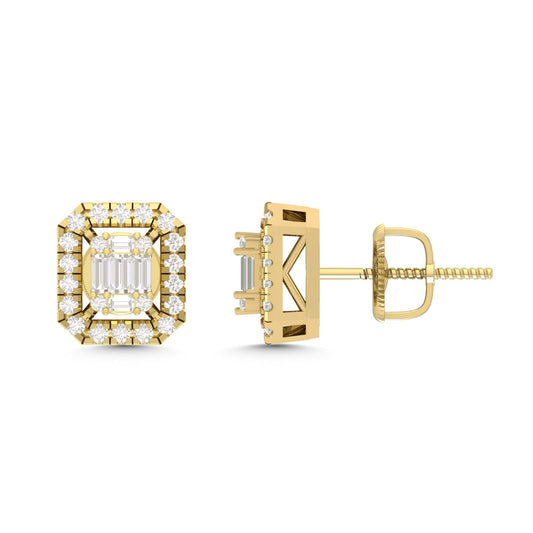 10 Karat Yellow Gold 0.25 Carat Diamonds Cushion Earrings-0130015-YG