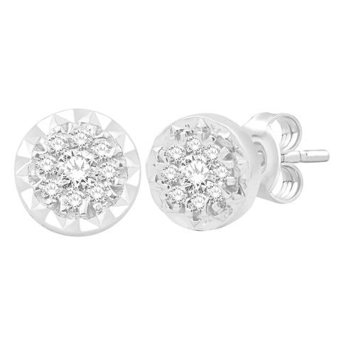 10 Karat White Gold 0.26 Carat Diamonds Round Earrings-0132226-WG