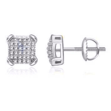 10 Karat White Gold 0.15 Carat Diamonds Square Earrings-0133278-WG