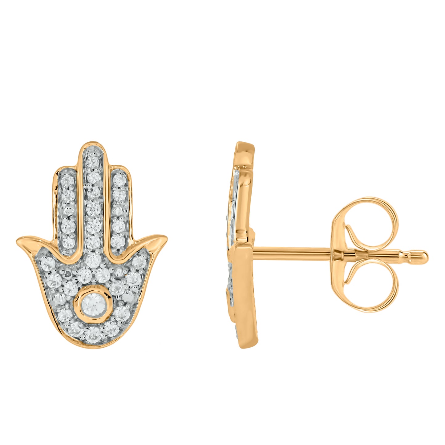 10 Karat Yellow Gold 0.26 Carat Diamonds Hamsa Earrings-0142050-YG