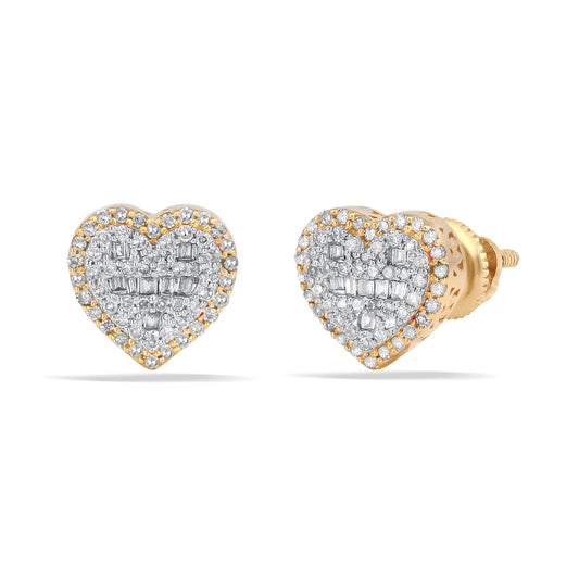 10 Karat Yellow Gold 0.28 Carat Diamonds Heart Earrings-0150009-YG