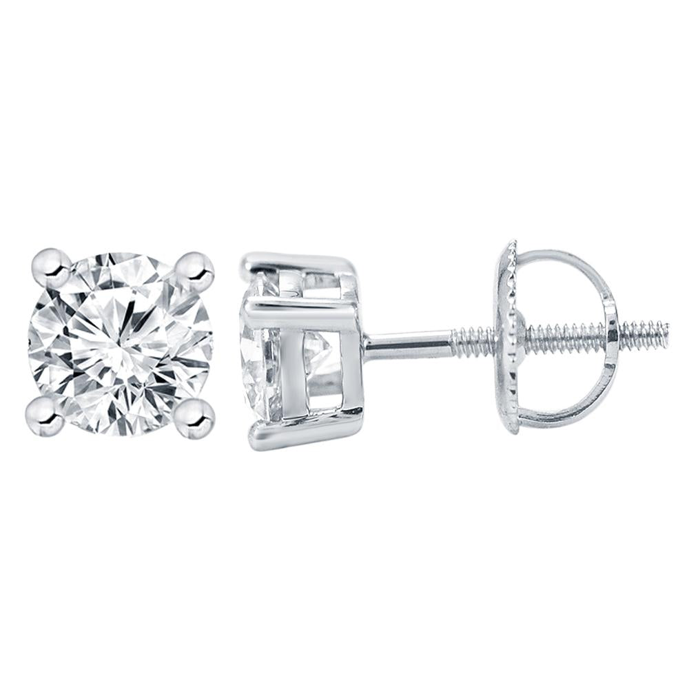 14 Karat White Gold 0.50 Carat Diamonds Round Earrings-0165001-WG