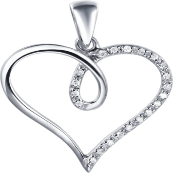 10 Karat White Gold 0.05 Carat Diamonds Heart Pendant-0825069-WG