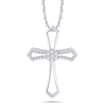 10 Karat White Gold 0.15 Carat Diamonds Latin Cross Pendant-0825219-WG