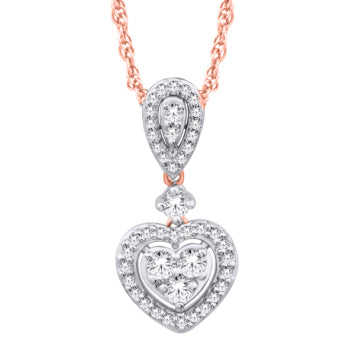 10 Karat Rose Gold 0.25 Carat Diamonds Heart Pendant-0825243-RG