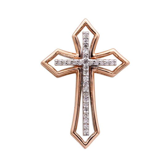 10 Karat Rose Gold 0.08 Carat Diamonds Latin Cross Pendant-0825256-RG