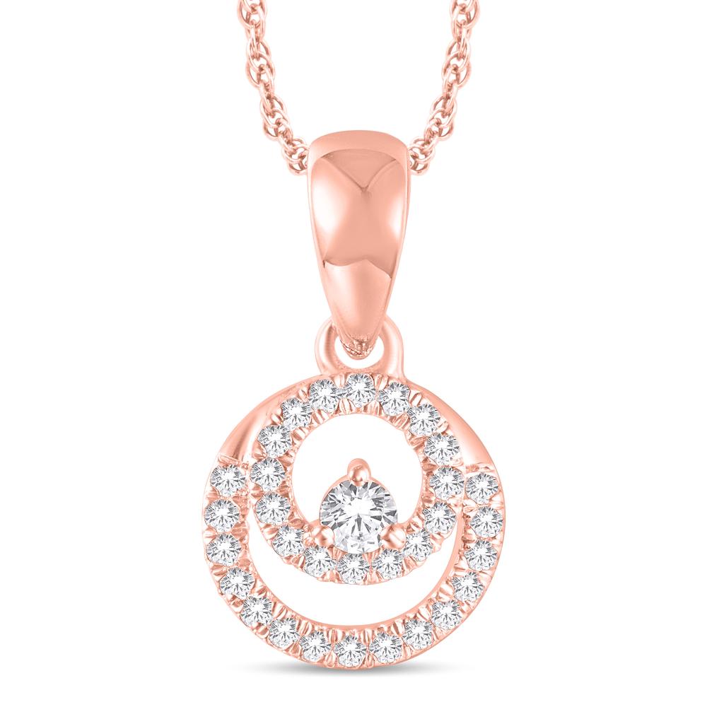 10 Karat All Rose Gold 0.13 Carat Diamonds Round Pendant-0825407-ALR