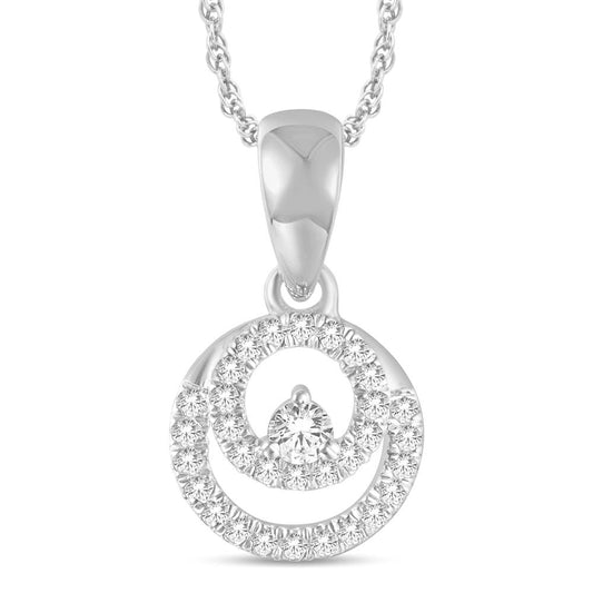 10 Karat White Gold 0.13 Carat Diamonds Round Pendant-0825407-WG