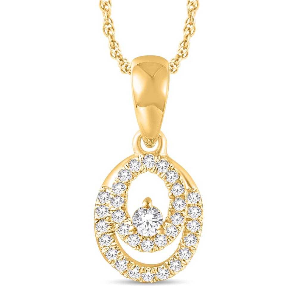 10 Karat All Yellow Gold 0.13 Carat Diamonds Oval Pendant-0825408-ALY