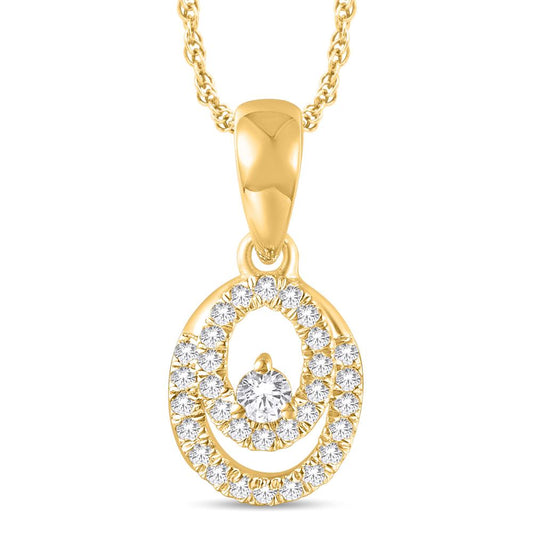 10 Karat All Yellow Gold 0.13 Carat Diamonds Oval Pendant-0825408-ALY