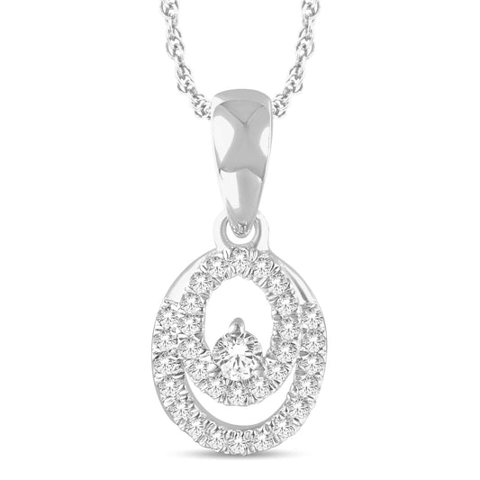 10 Karat White Gold 0.13 Carat Diamonds Oval Pendant-0825408-WG