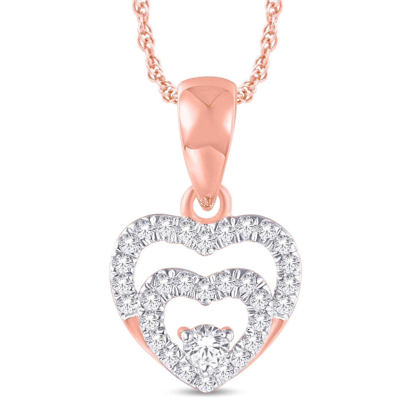 10 Karat Rose Gold 0.13 Carat Diamonds Heart Pendant