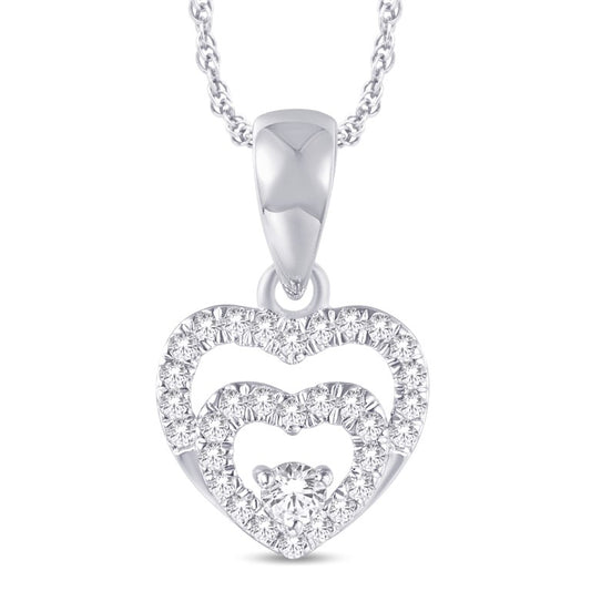 10 Karat White Gold 0.13 Carat Diamonds Heart Pendant-0825409-WG