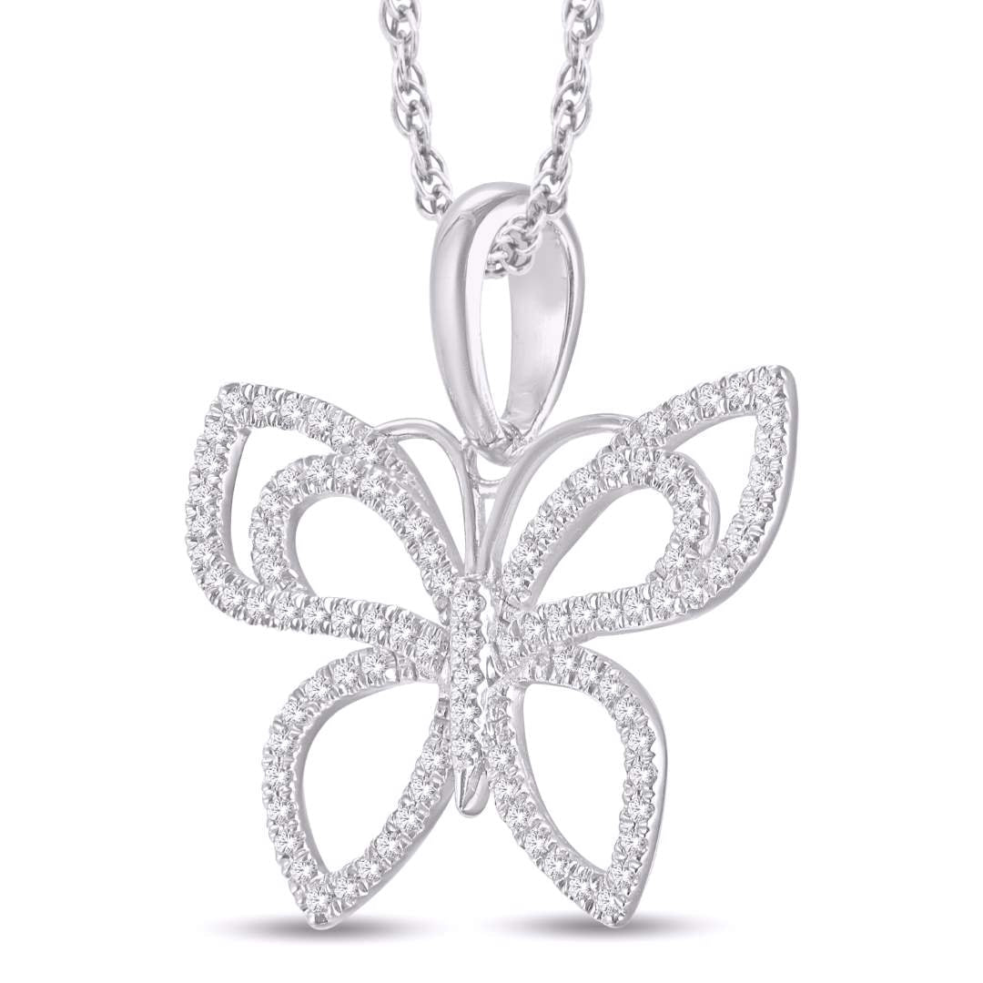 10 Karat White Gold 0.18 Carat Diamonds Butterfly Pendant-0825469-WG