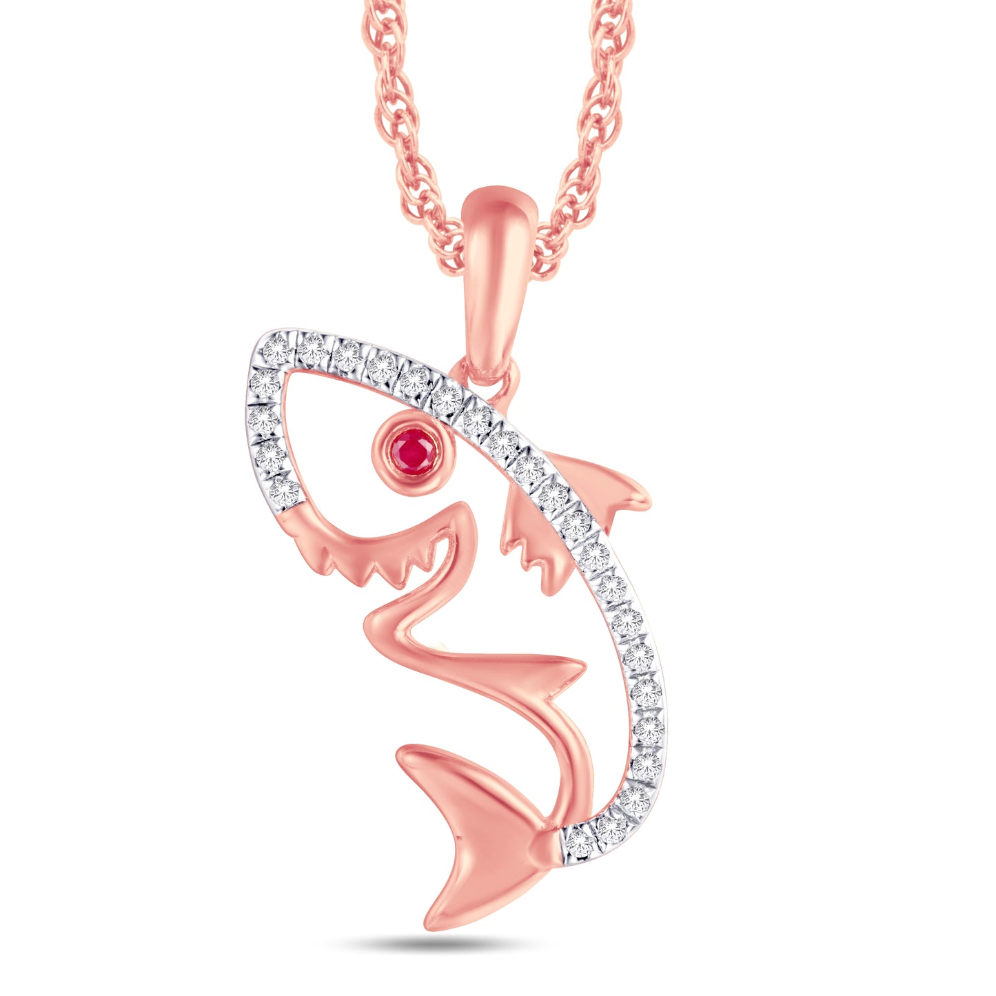 10 Karat Rose Gold 0.05 Carat Diamonds Shark Pendant-0825910-RG