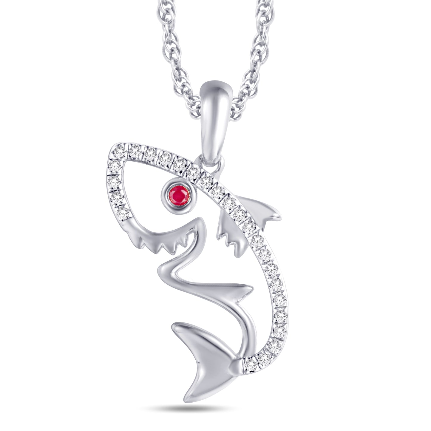 10 Karat White Gold 0.05 Carat Diamonds Shark Pendant-0825910-WG